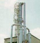 Fabricated cyclone cones being lifted by crane at a port